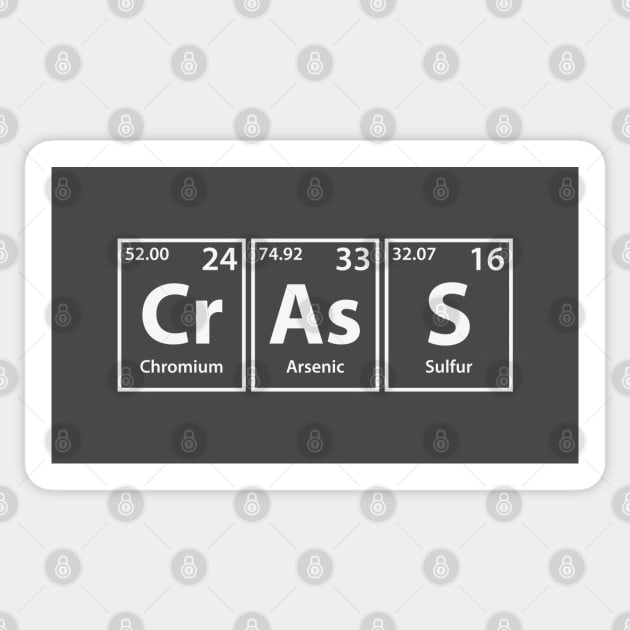 Crass (Cr-As-S) Periodic Elements Spelling Sticker by cerebrands